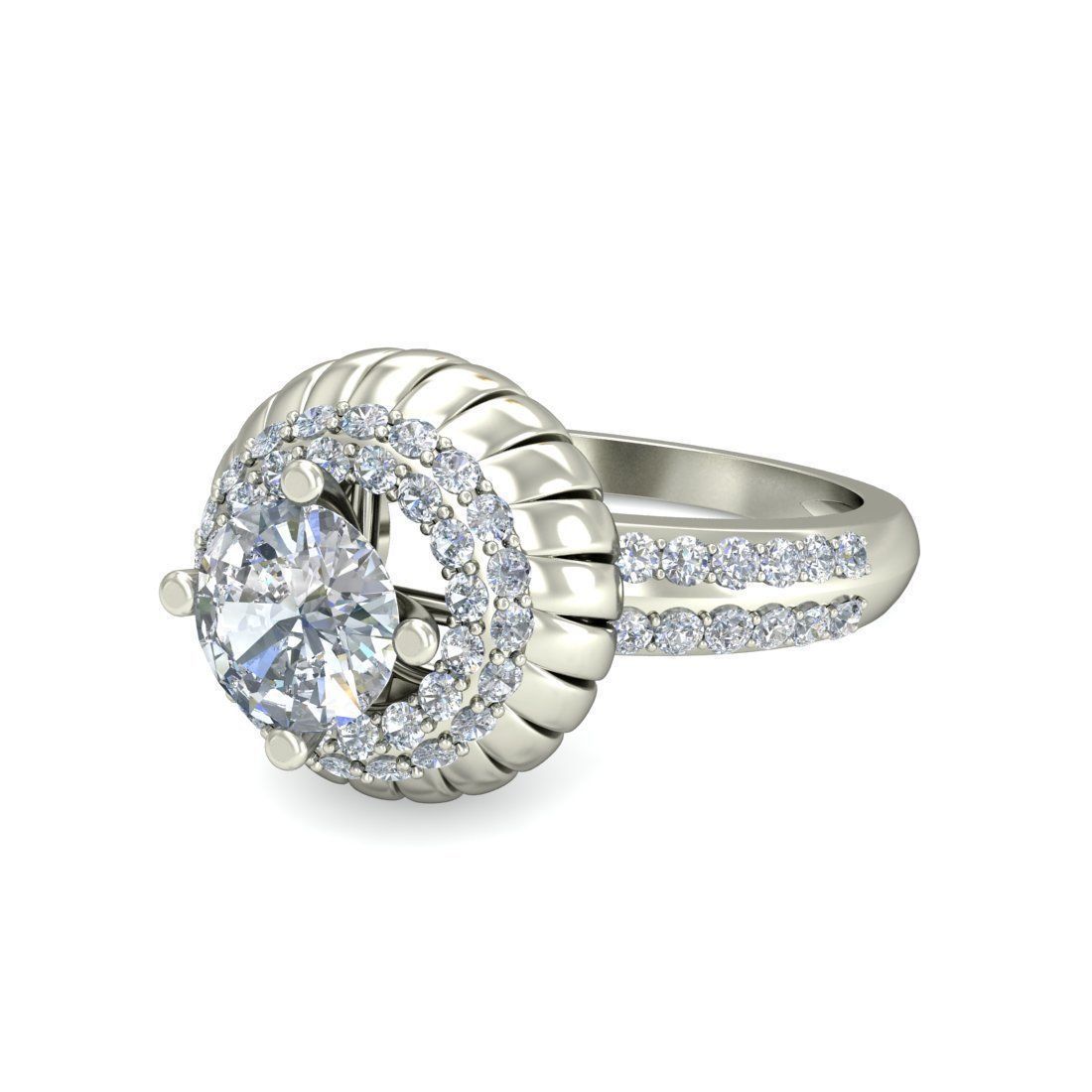 White gold diamond ring-VJR13 3D print model_4