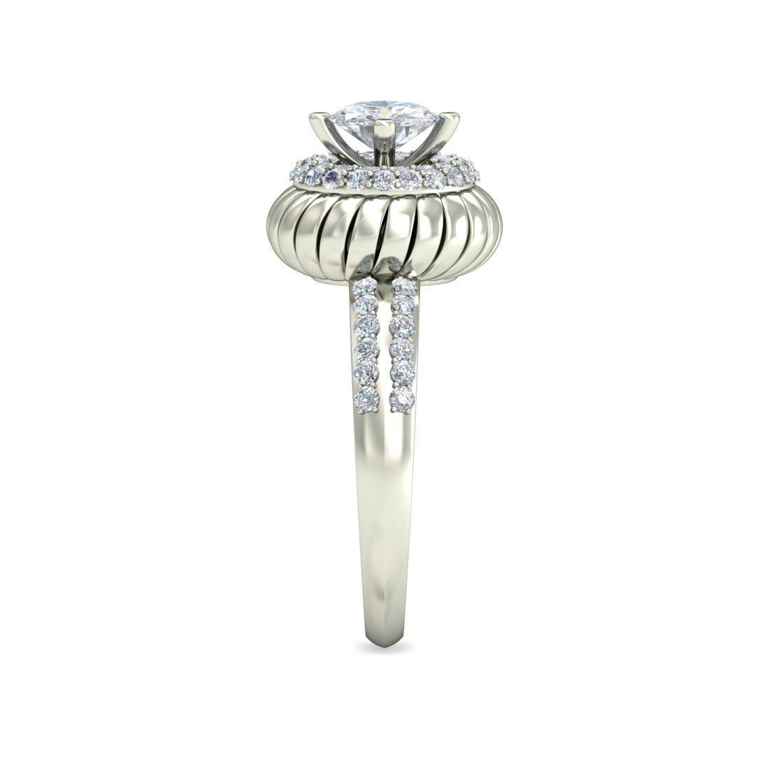 White gold diamond ring-VJR13 3D print model_3