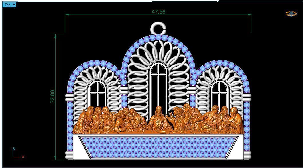 Last Supper Pendant 3D print model_4