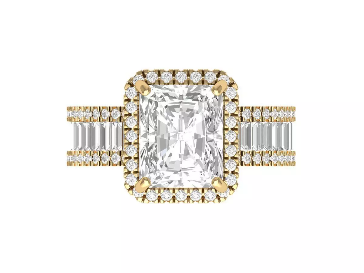 Radiant Solitaire Ring 3D print model_0