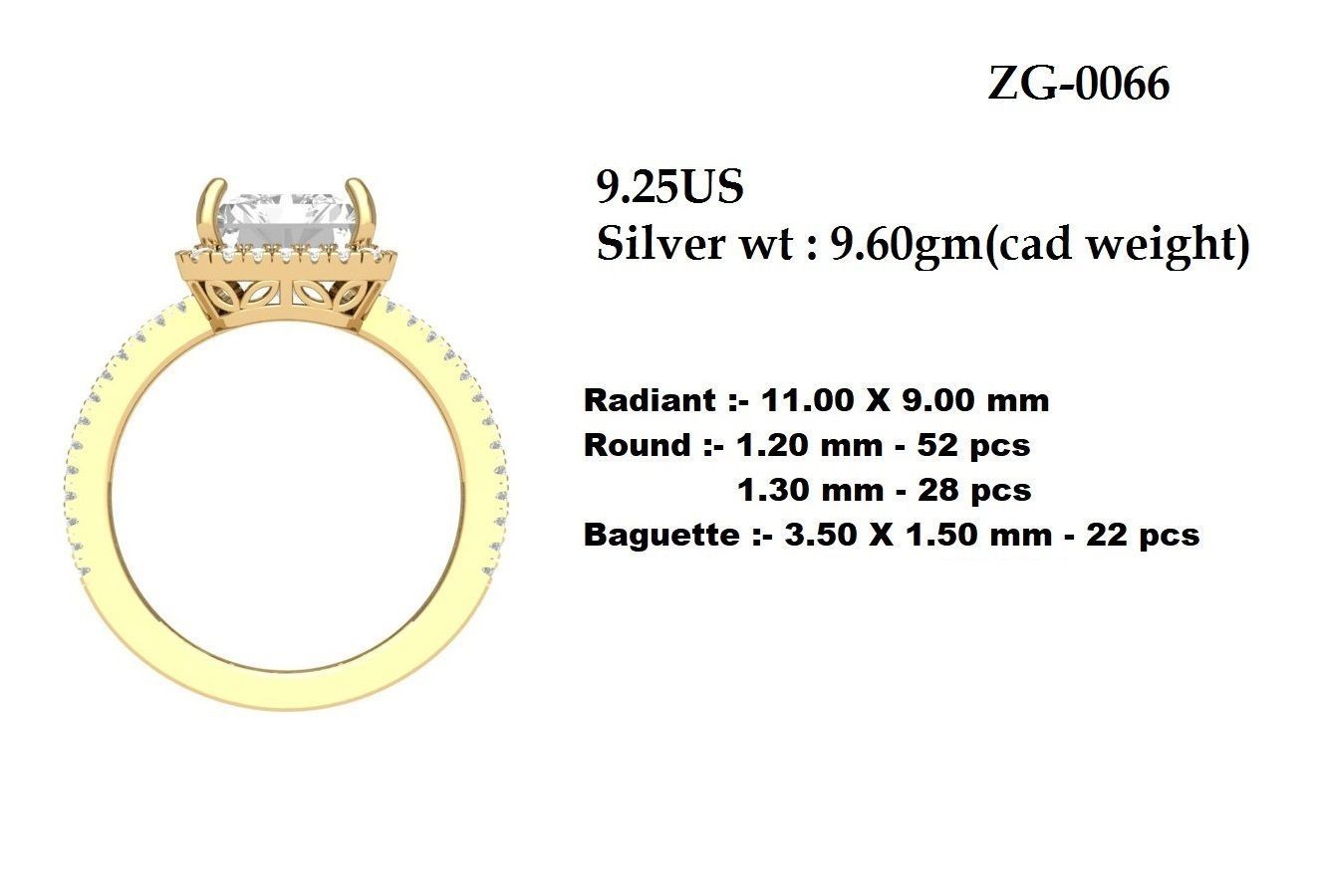 Radiant Solitaire Ring 3D print model_5