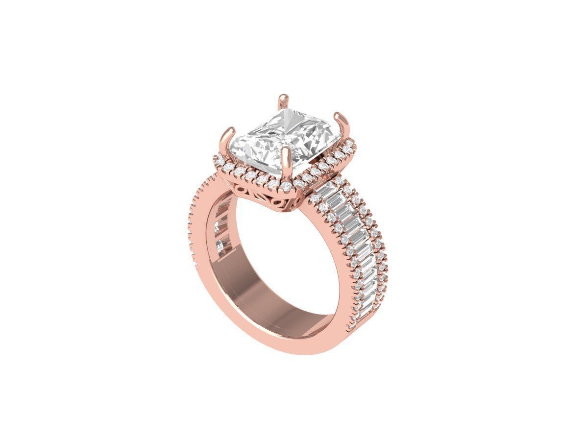 Radiant Solitaire Ring 3D print model_3