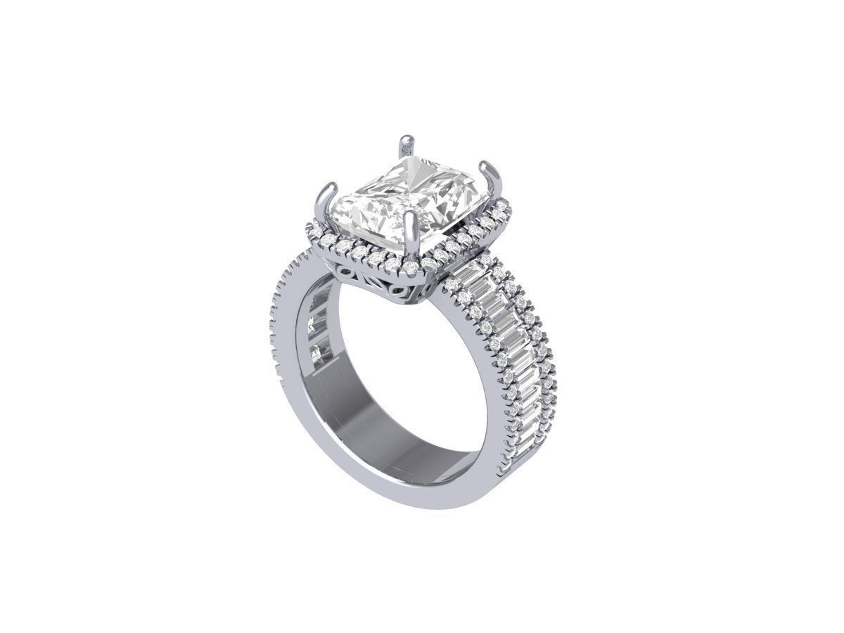 Radiant Solitaire Ring 3D print model_4
