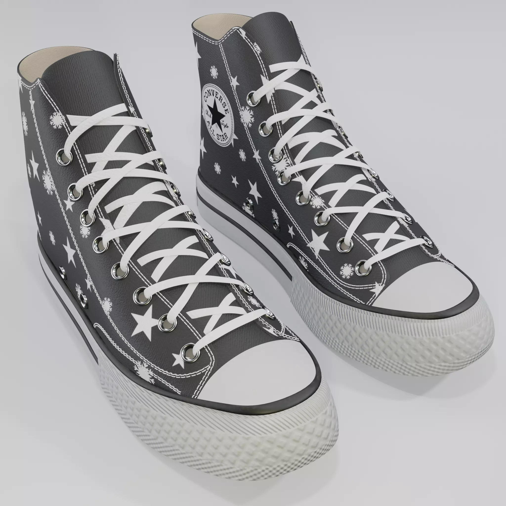 Basketball Leather Shoes Converse All star Stars and Snowflakes 3D model_0