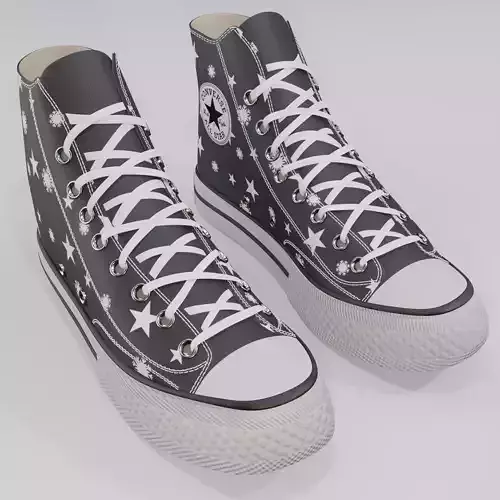 Basketball Leather Shoes Converse All star Stars and Snowflakes 3D model