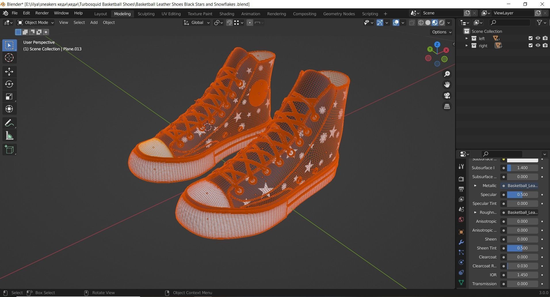 Basketball Leather Shoes Converse All star Stars and Snowflakes 3D model_15