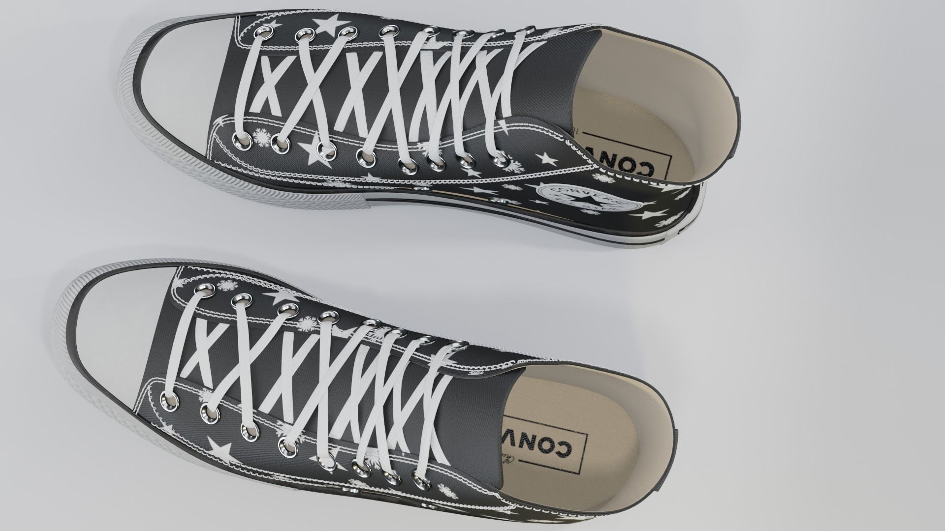 Basketball Leather Shoes Converse All star Stars and Snowflakes 3D model_5