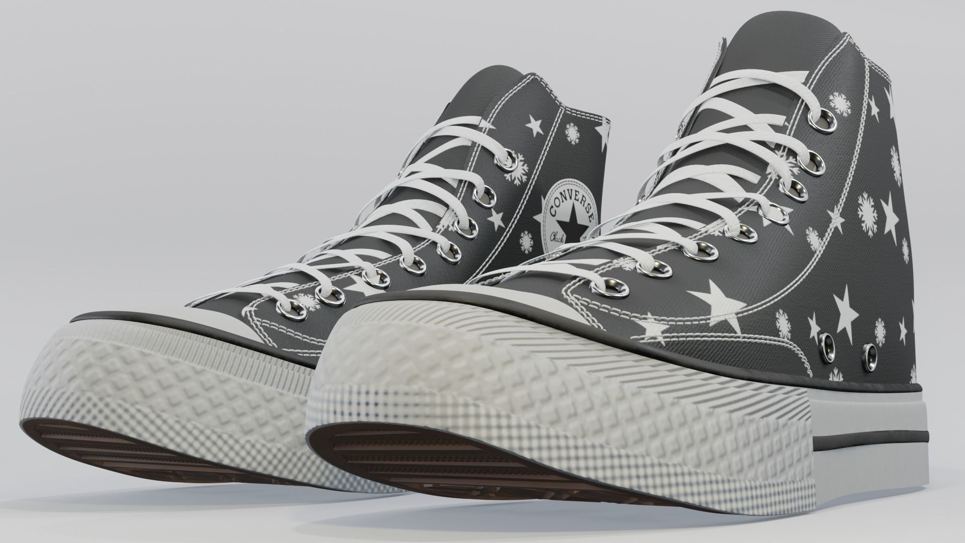 Basketball Leather Shoes Converse All star Stars and Snowflakes 3D model_6