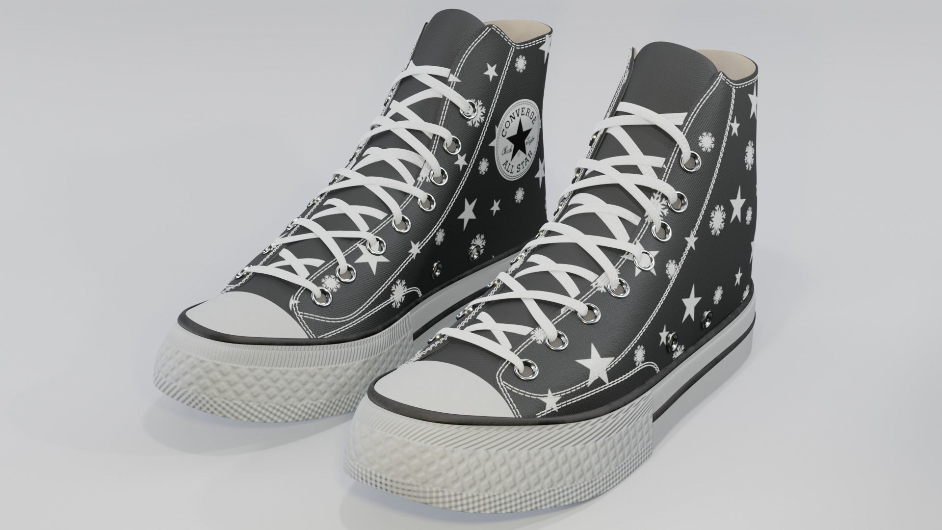 Basketball Leather Shoes Converse All star Stars and Snowflakes 3D model_2