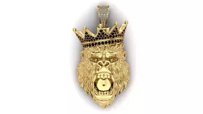 Crown Gorilla Pendant 3D print model