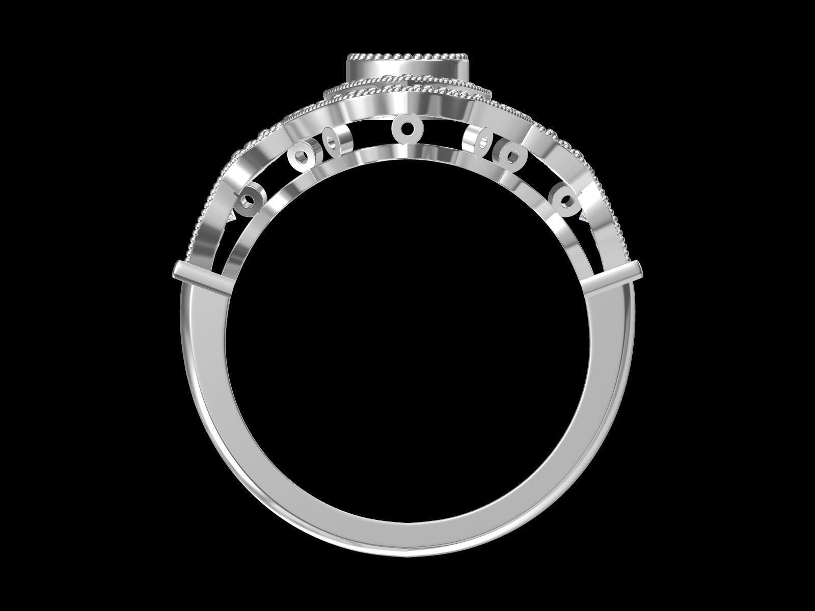 Solitaire Engagement Art Deco Ring 3D print model_2