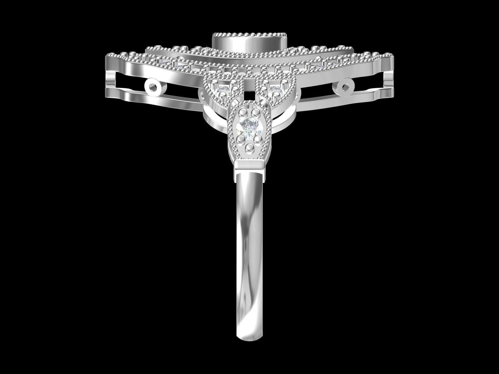 Solitaire Engagement Art Deco Ring 3D print model_4