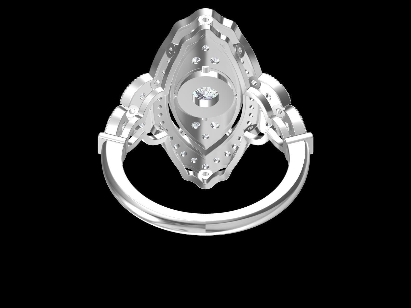 Solitaire Engagement Art Deco Ring 3D print model_3