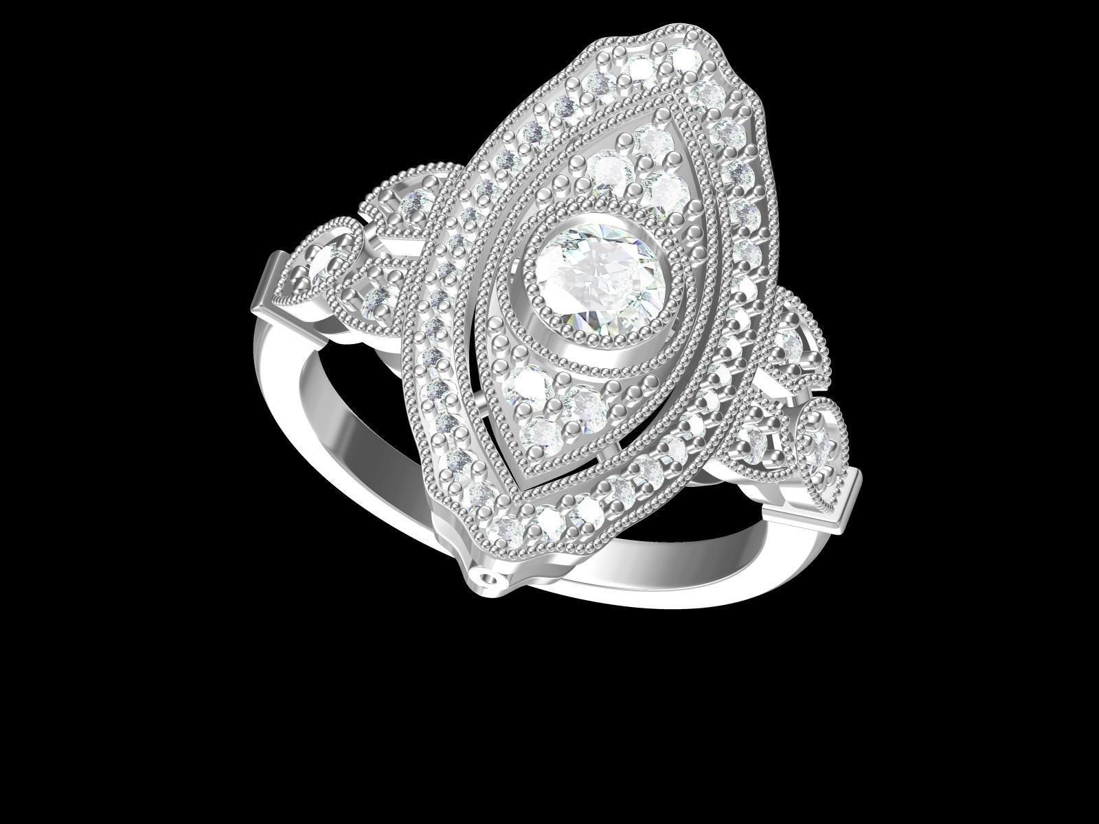 Solitaire Engagement Art Deco Ring 3D print model_1