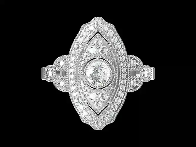 Solitaire Engagement Art Deco Ring