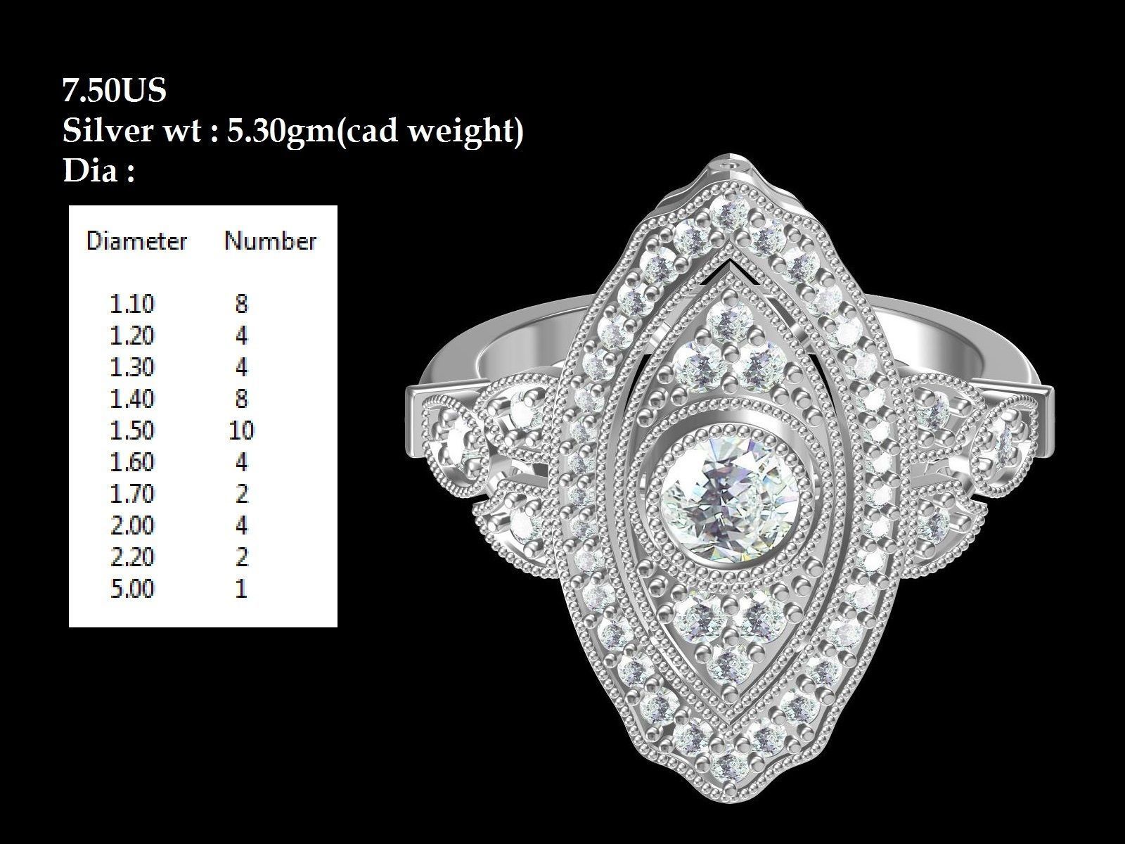 Solitaire Engagement Art Deco Ring 3D print model_7