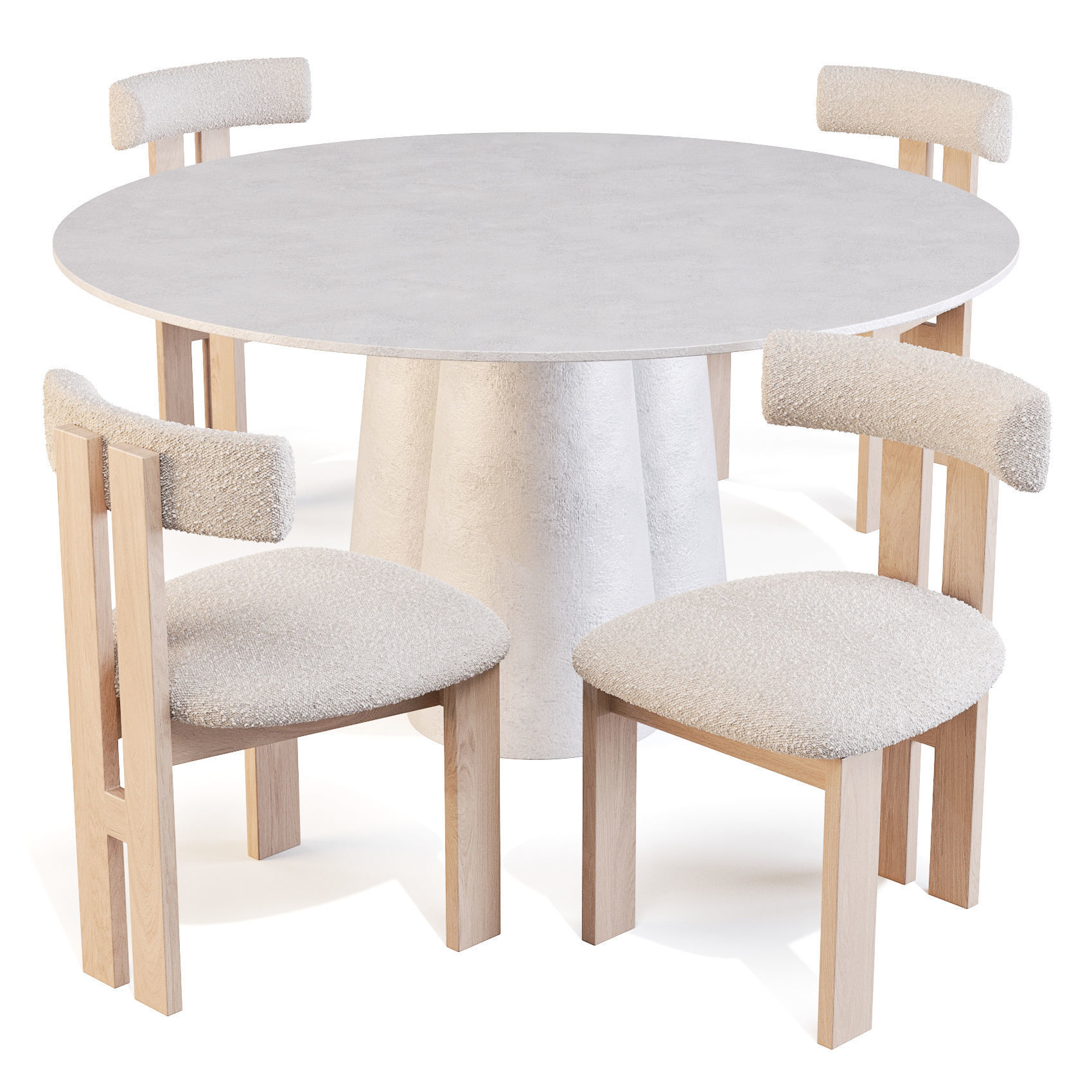 Crate and Barrel Davenport Table and Ceremonie Chairs 3D model_1