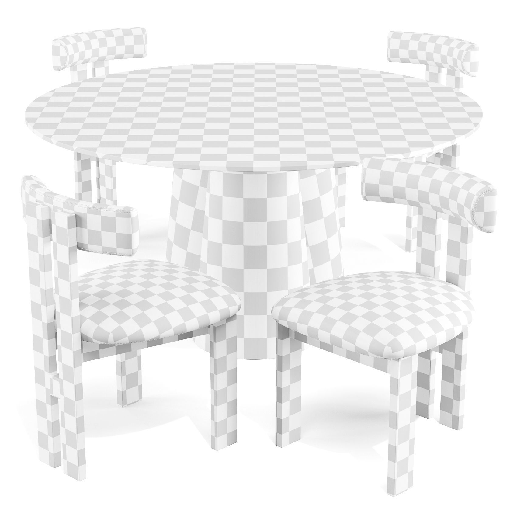 Crate and Barrel Davenport Table and Ceremonie Chairs 3D model_5