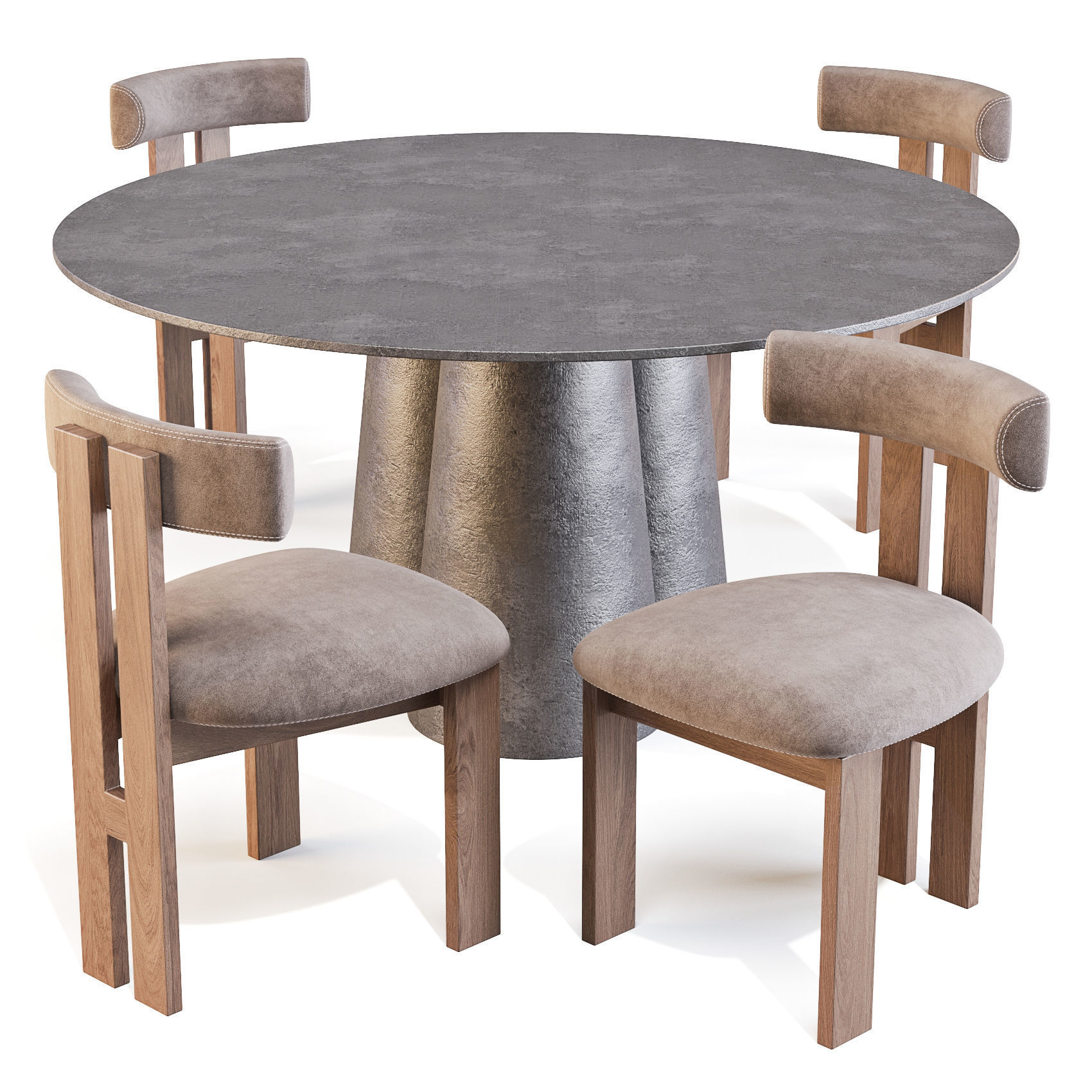 Crate and Barrel Davenport Table and Ceremonie Chairs 3D model_2