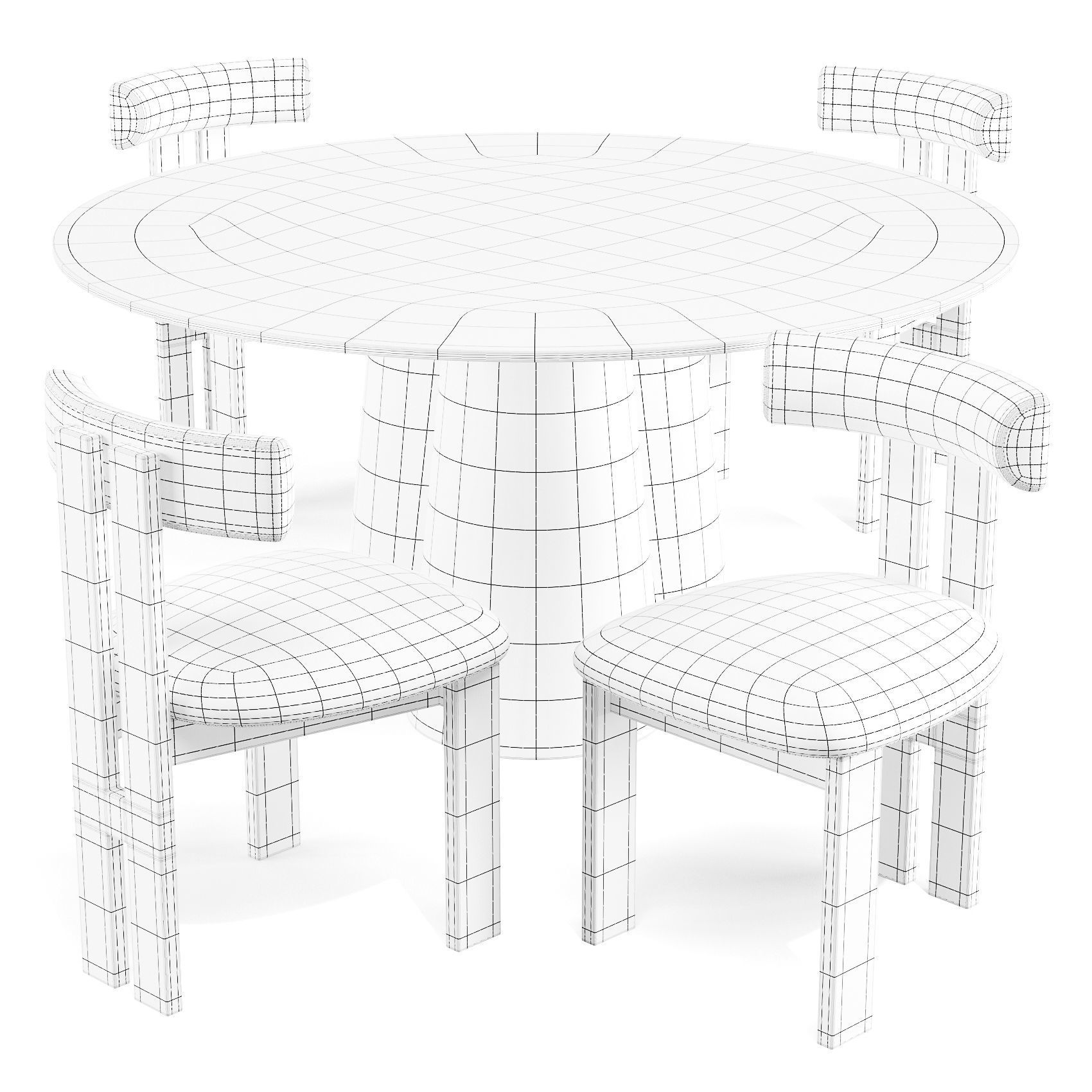 Crate and Barrel Davenport Table and Ceremonie Chairs 3D model_6