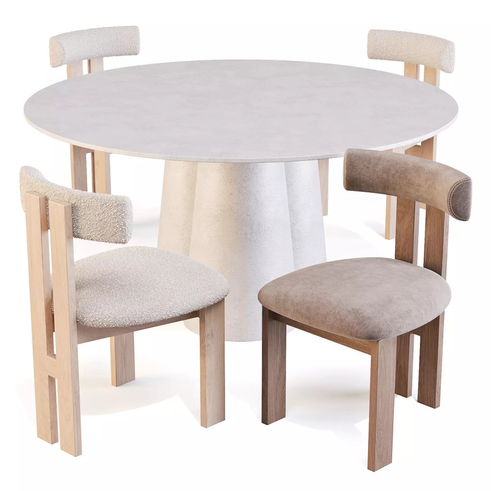 Crate and Barrel Davenport Table and Ceremonie Chairs 3D model_0
