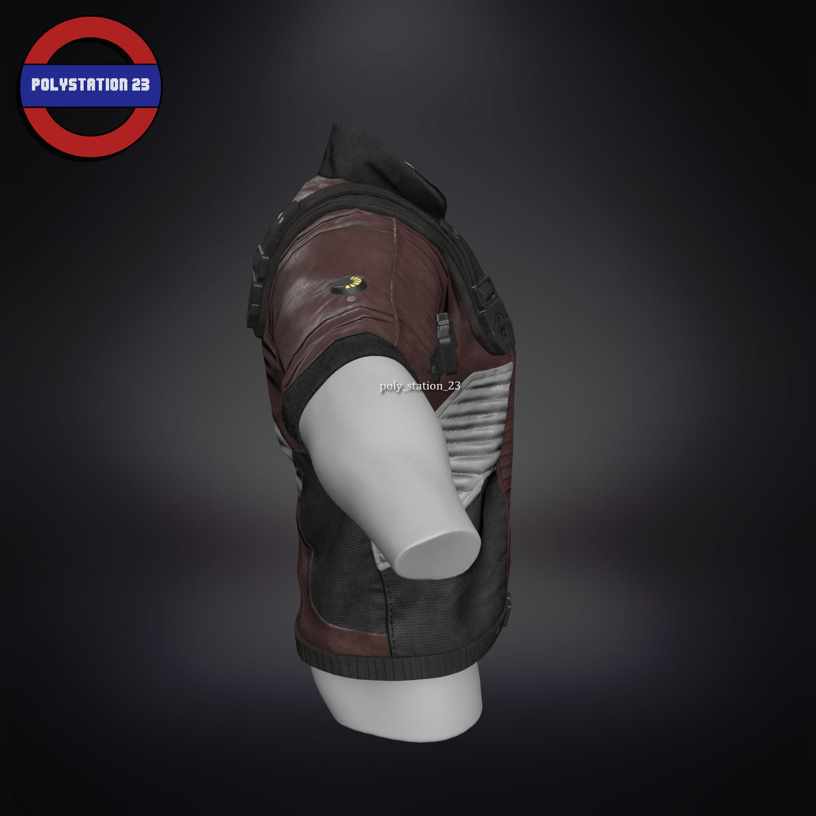 Sci fi cyberpunk jacket Game ready v1 Low-poly 3D model_6