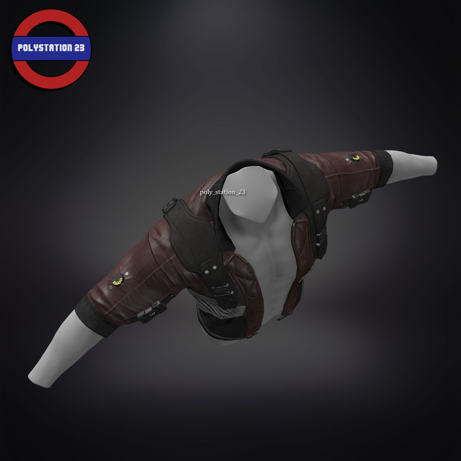 Sci fi cyberpunk jacket Game ready v1 Low-poly 3D model_9