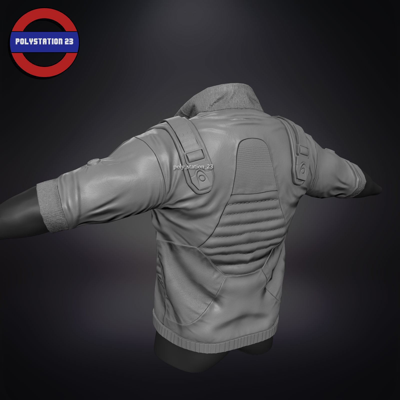 Sci fi cyberpunk jacket Game ready v1 Low-poly 3D model_13