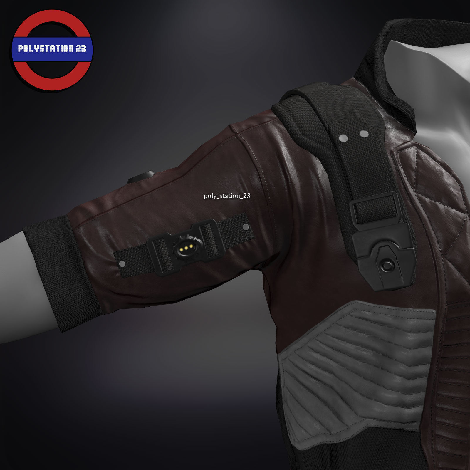 Sci fi cyberpunk jacket Game ready v1 Low-poly 3D model_7