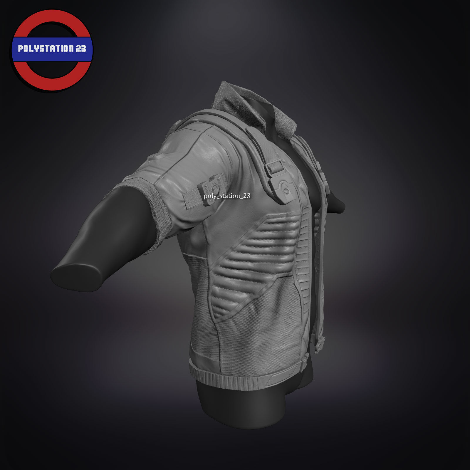 Sci fi cyberpunk jacket Game ready v1 Low-poly 3D model_14