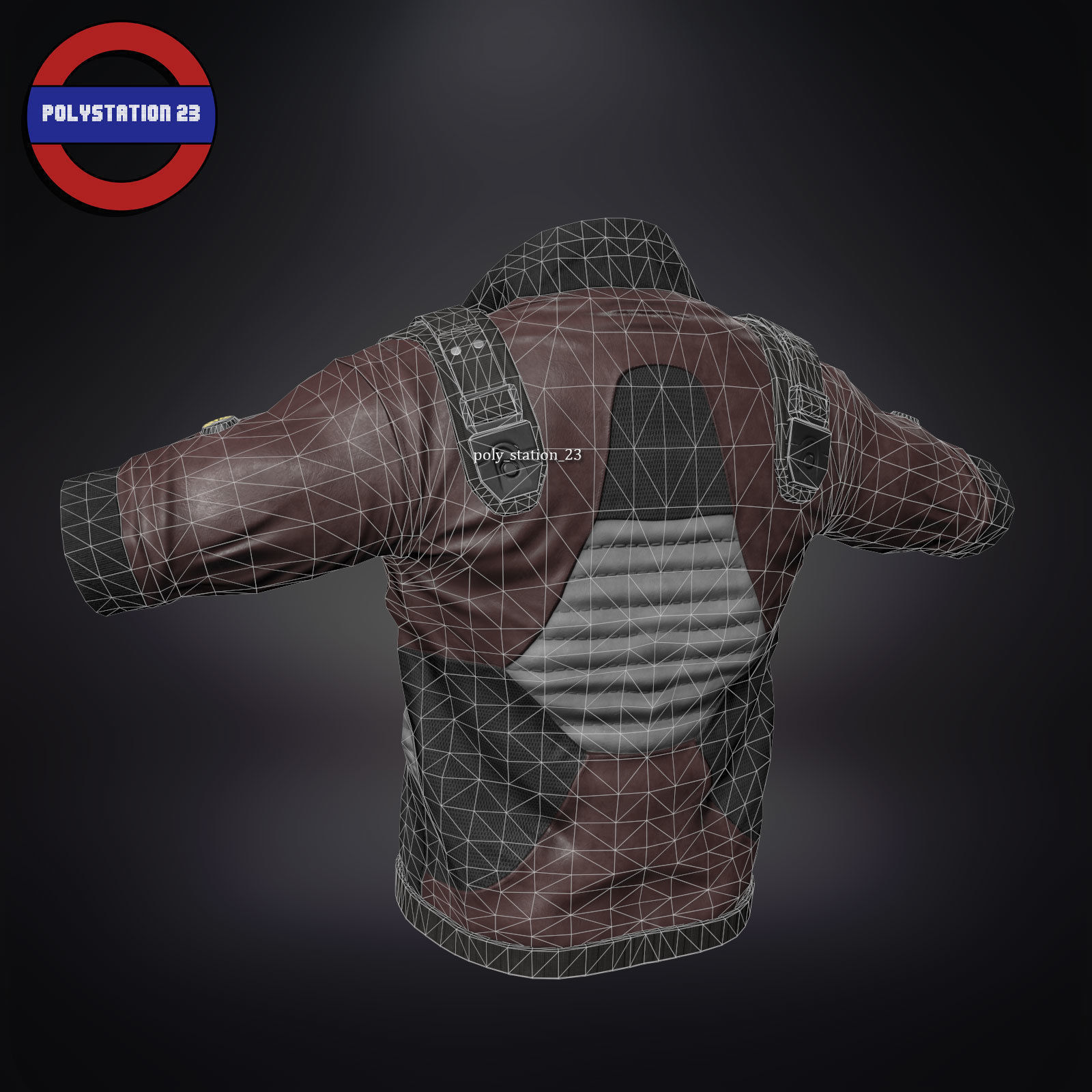 Sci fi cyberpunk jacket Game ready v1 Low-poly 3D model_11