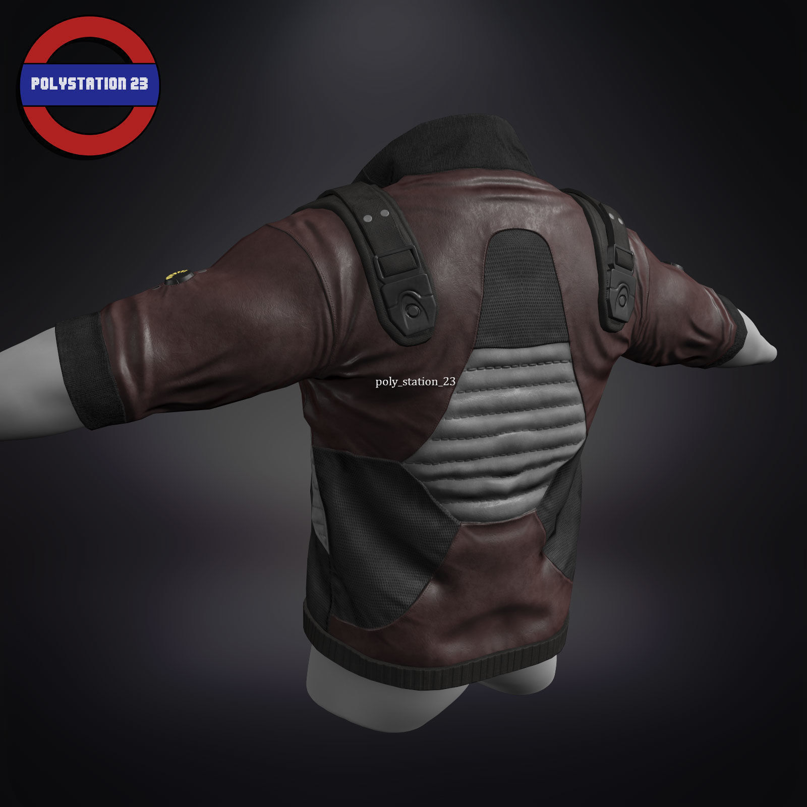 Sci fi cyberpunk jacket Game ready v1 Low-poly 3D model_4