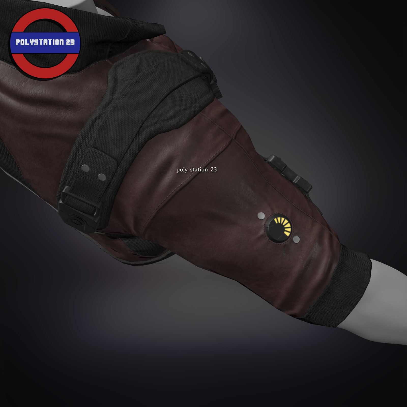 Sci fi cyberpunk jacket Game ready v1 Low-poly 3D model_8