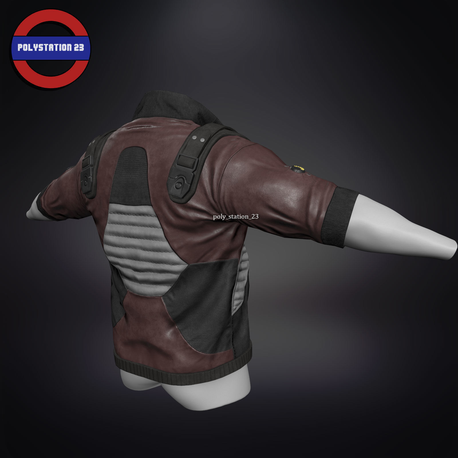 Sci fi cyberpunk jacket Game ready v1 Low-poly 3D model_5