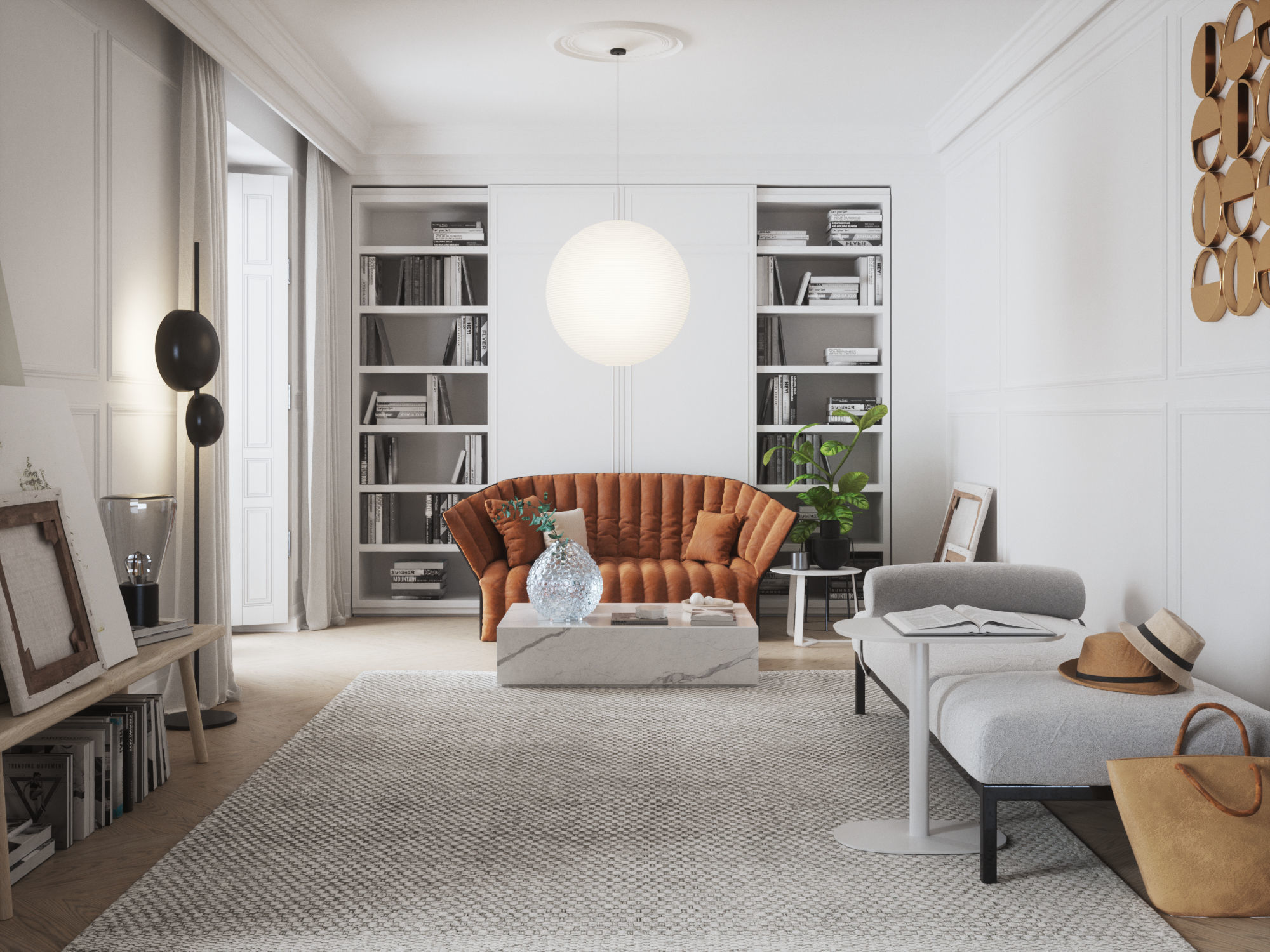 Eclectic Apartment Interior Scene for Cinema 4D and Octane 3D model_1