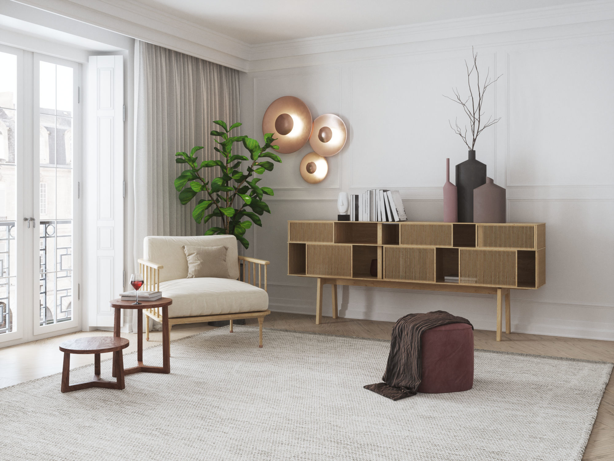 Eclectic Apartment Interior Scene for Cinema 4D and Octane 3D model_3