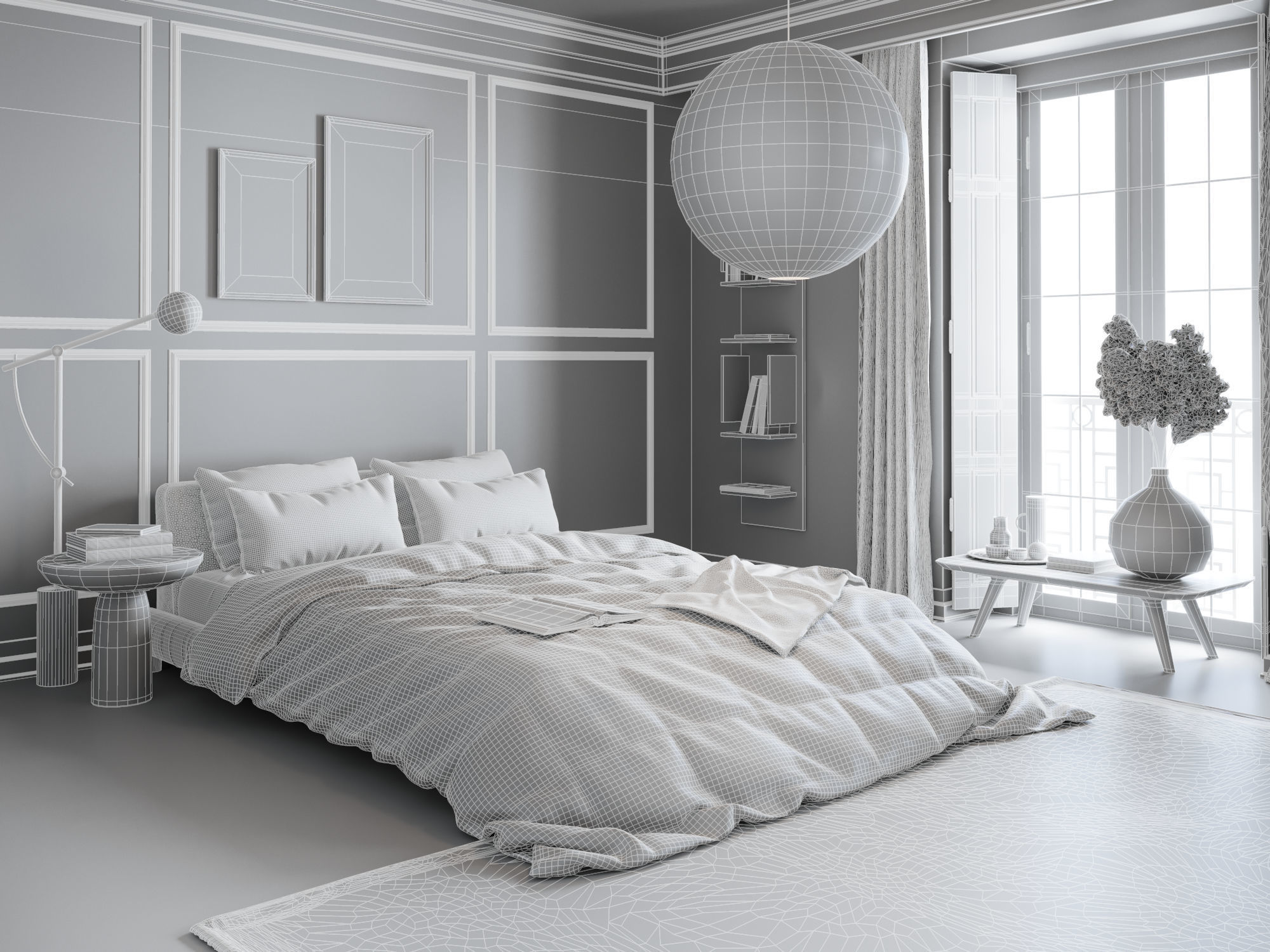 Eclectic Apartment Interior Scene for Cinema 4D and Octane 3D model_8