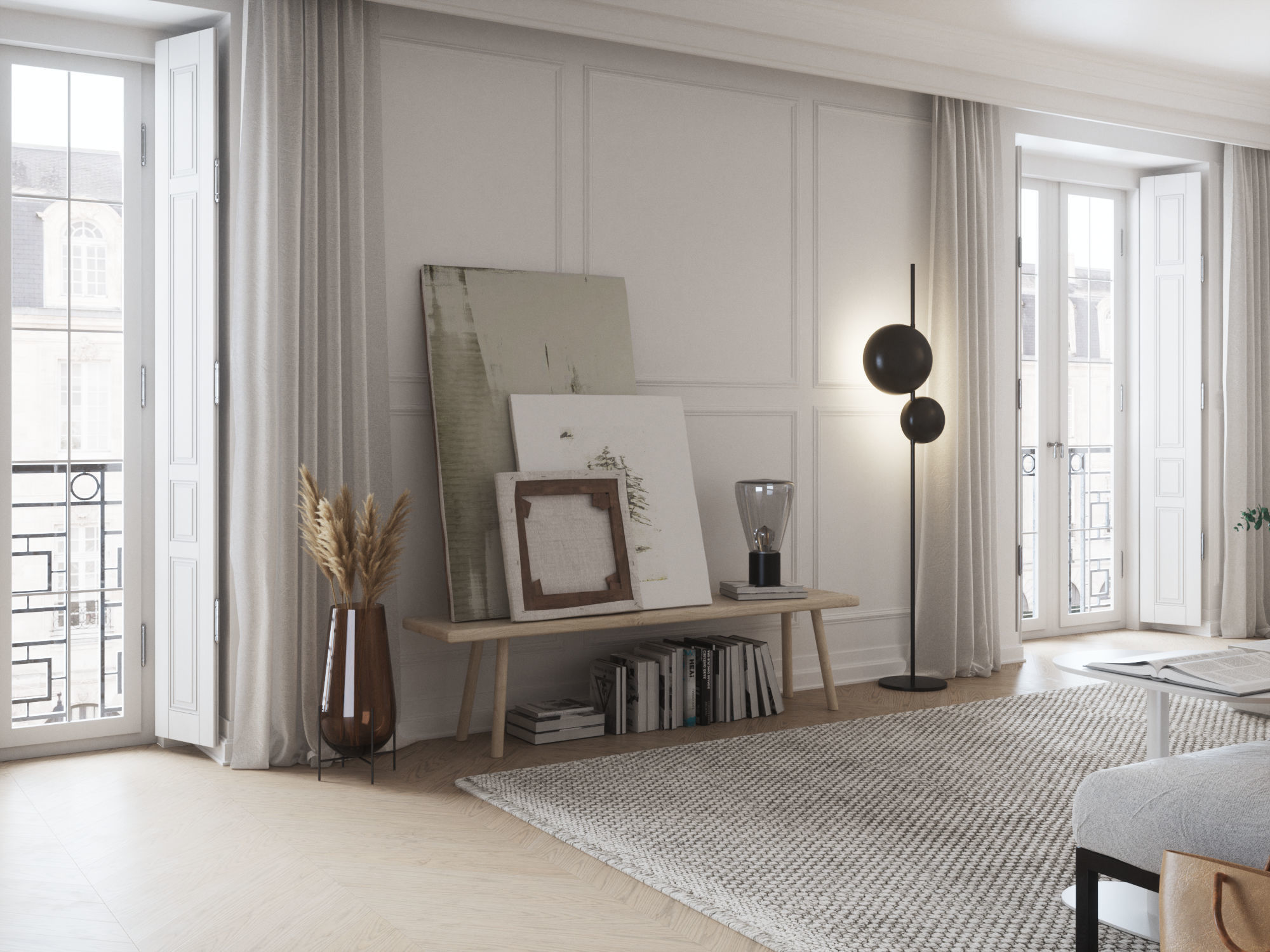Eclectic Apartment Interior Scene for Cinema 4D and Octane 3D model_2