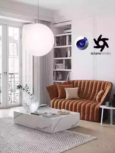 Eclectic Apartment Interior Scene for Cinema 4D and Octane 3D model