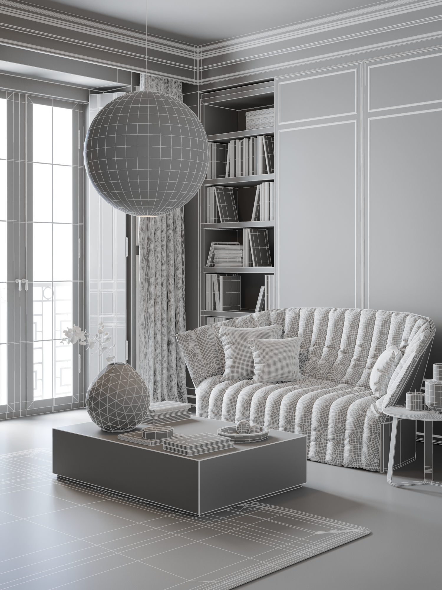 Eclectic Apartment Interior Scene for Cinema 4D and Octane 3D model_9