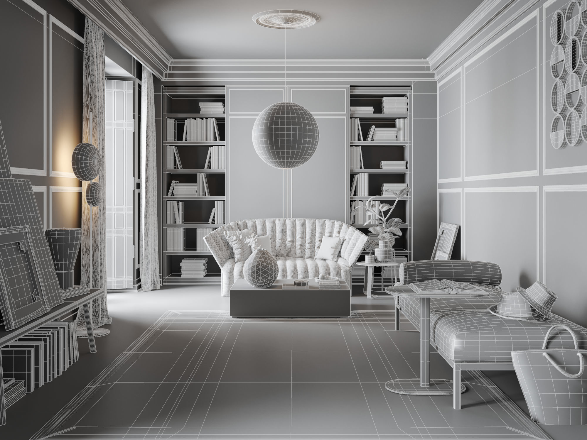 Eclectic Apartment Interior Scene for Cinema 4D and Octane 3D model_5