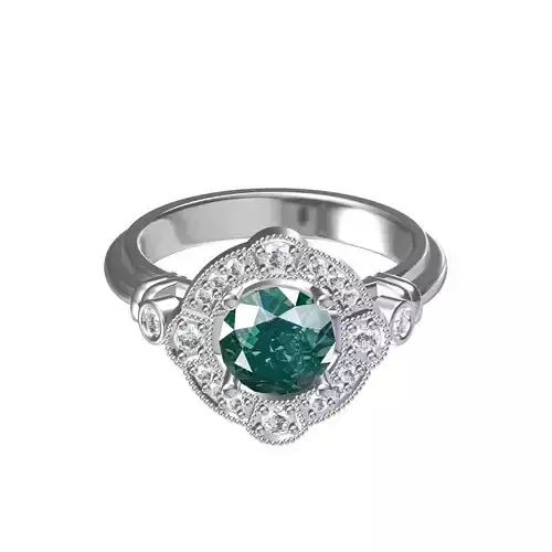 Solitaire Engagement Art Deco Ring