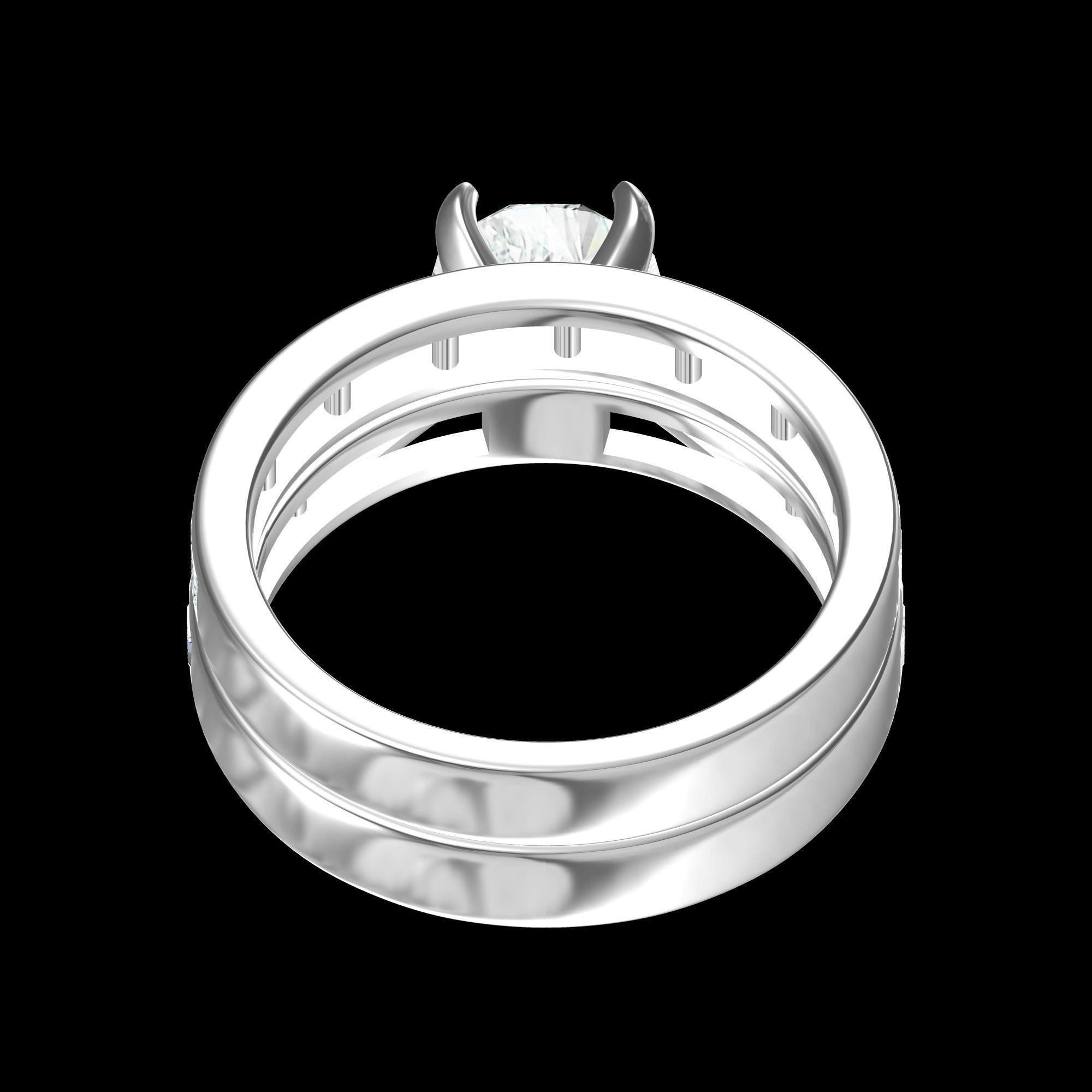 Solitair Ring Bridal Set 3D print model_5