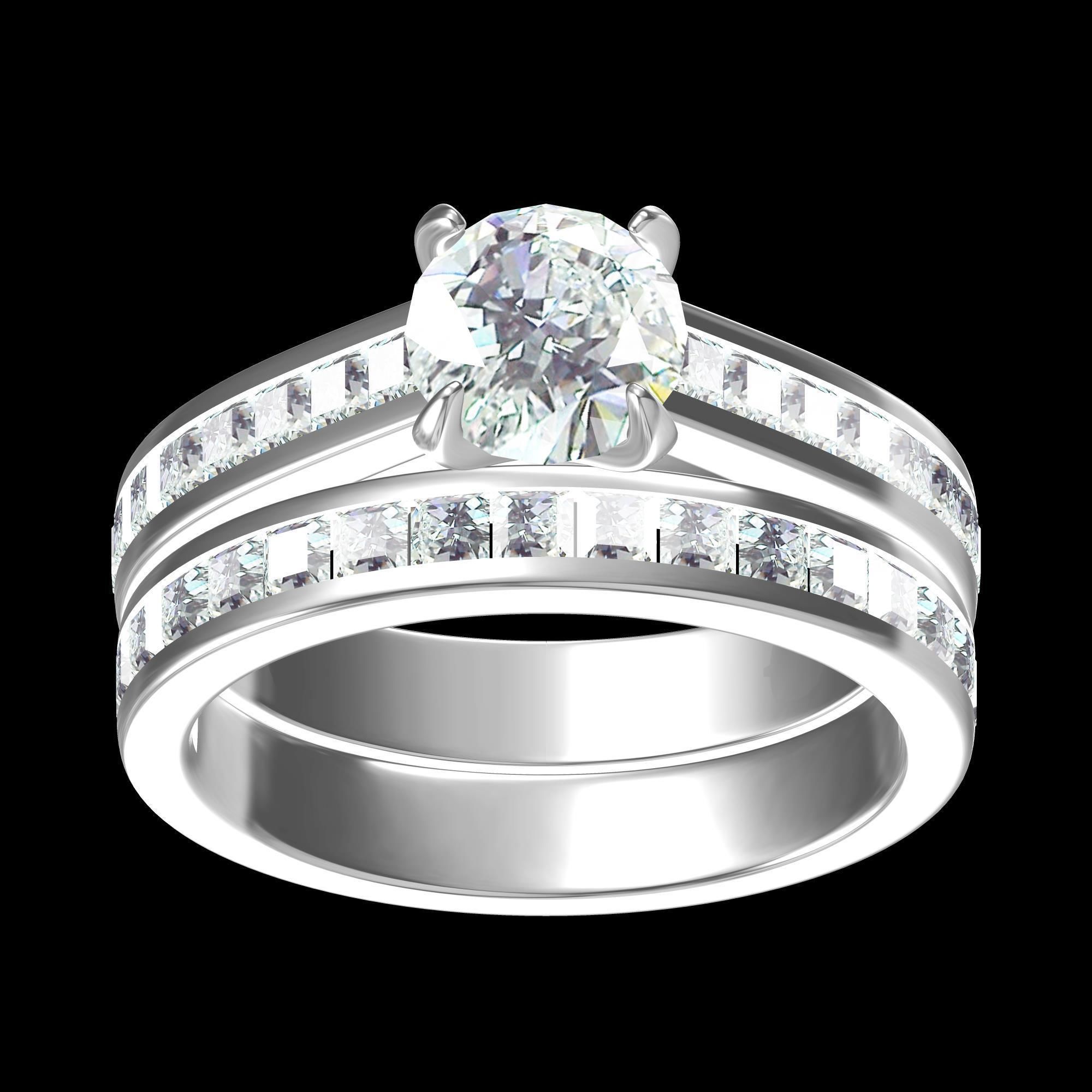 Solitair Ring Bridal Set 3D print model_2