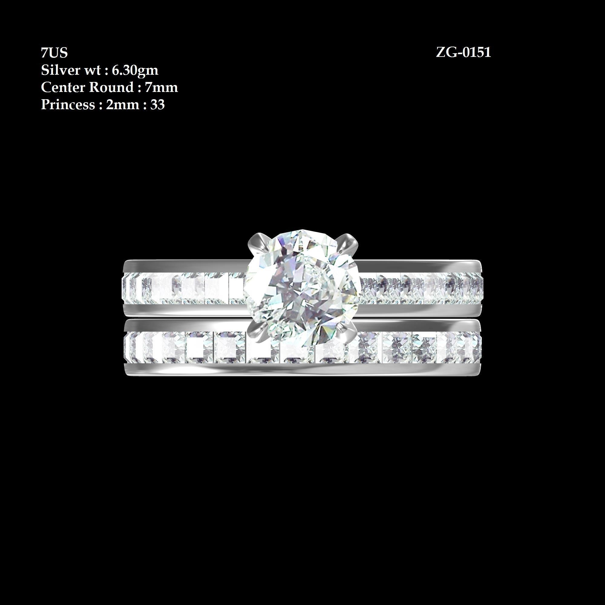 Solitair Ring Bridal Set 3D print model_9