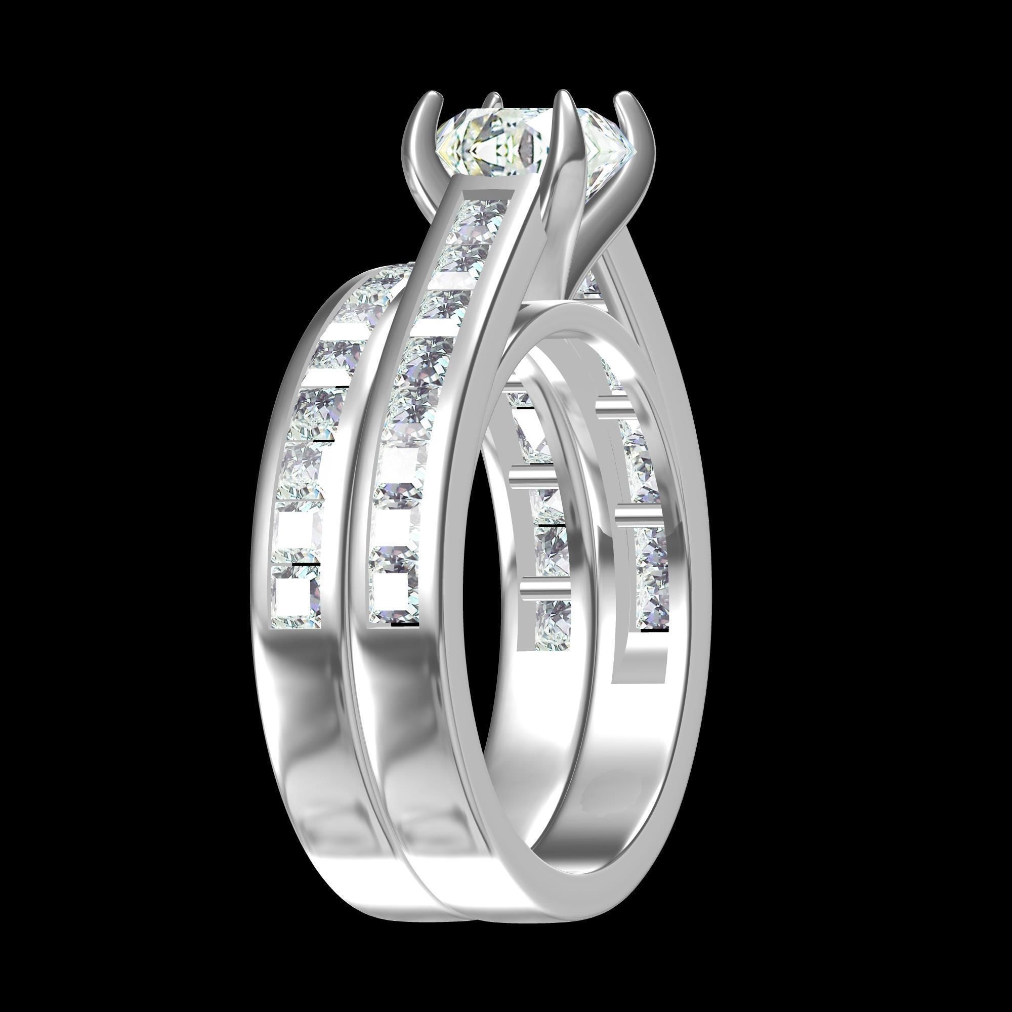 Solitair Ring Bridal Set 3D print model_7
