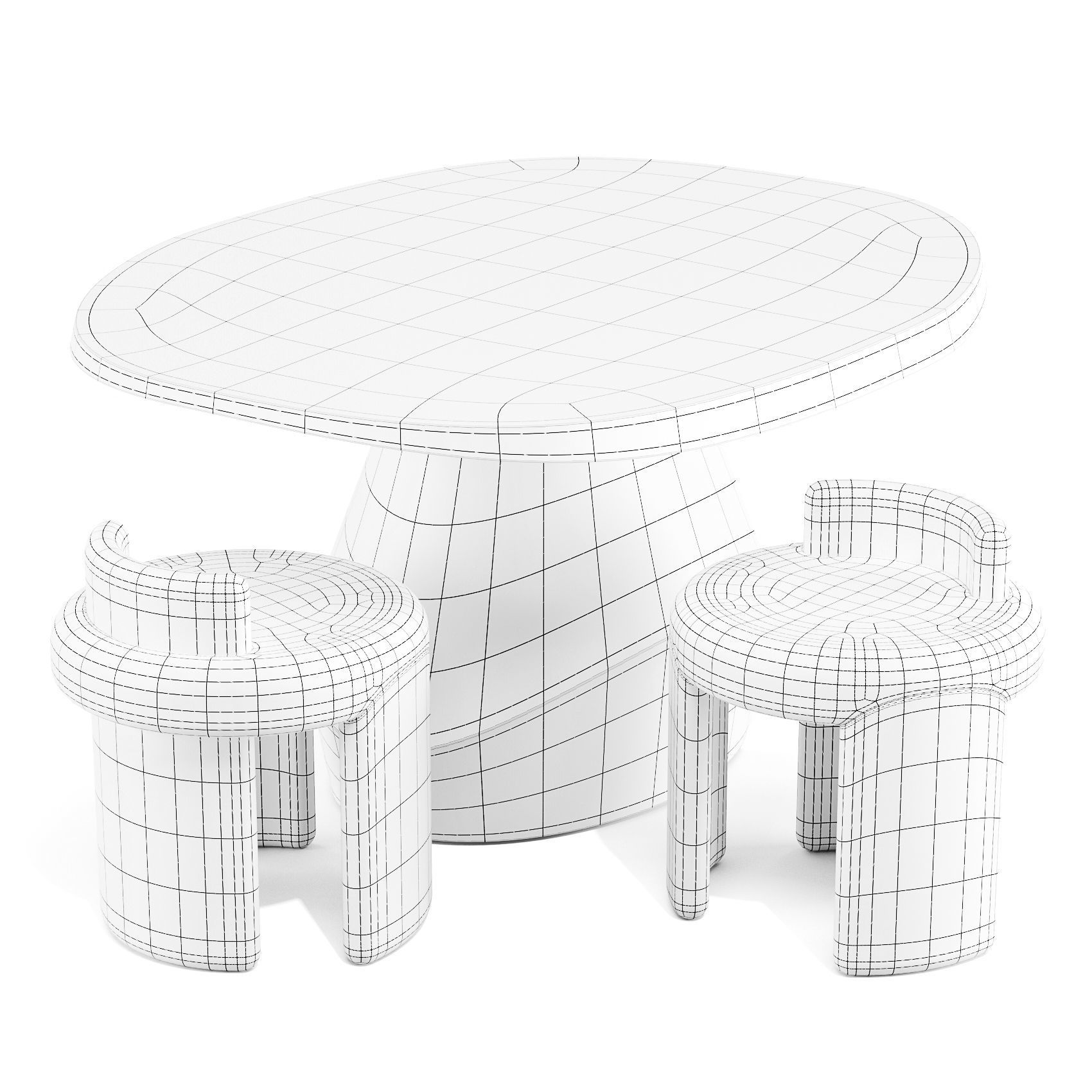 Collection Particuliere YAB Table and Kafa Stool - Dining Set 3D model_3