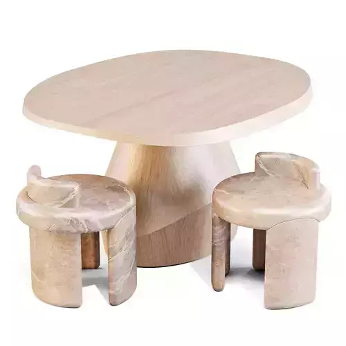 Collection Particuliere YAB Table and Kafa Stool - Dining Set