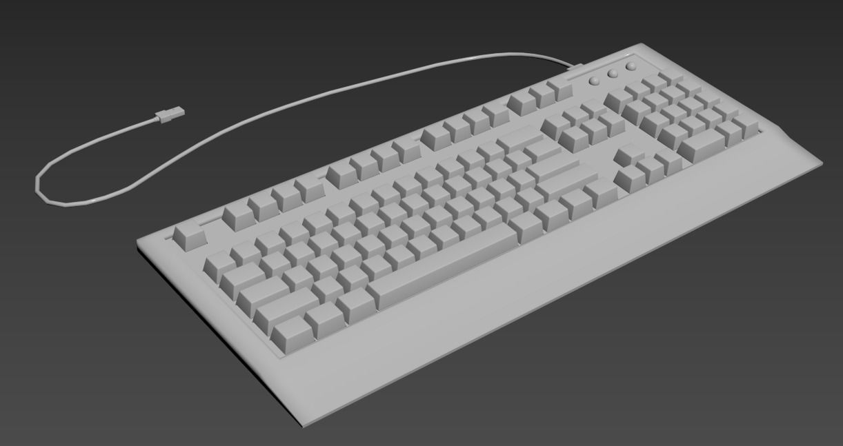 Keyboard with usb port 3D model_1