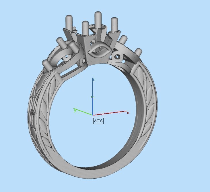 Solitair 3 Stone Ring 3D print model_7